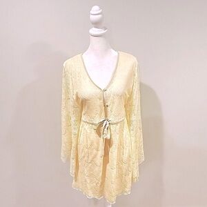 Paper Crane Lace Top Dress Sheer Lined Whimsical Batwing Boho Lace Sz S NWT